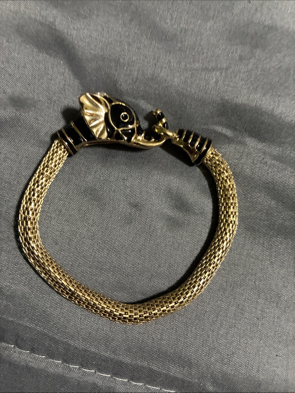 Stretch Gold Tone Elephant Head Mesh Bracelet - Women Jewelry